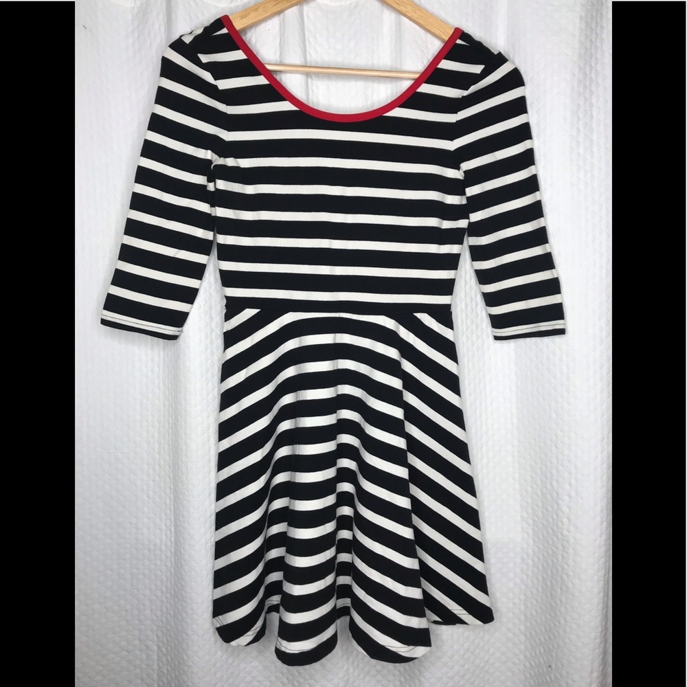 Express Black and White Striped A-Line Dress XS